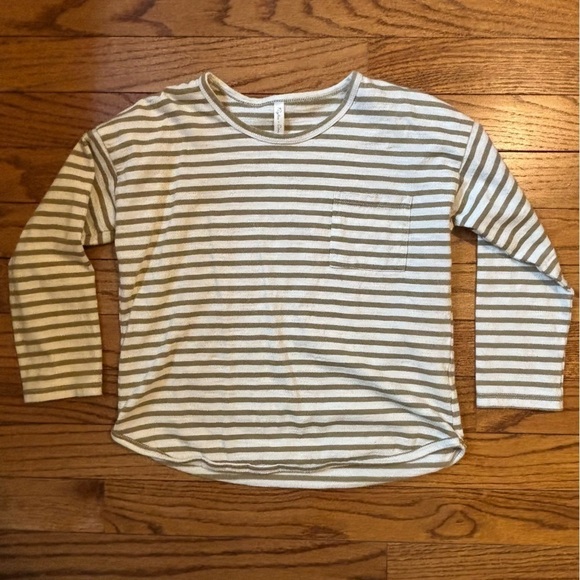Rylee + Cru Other - NWOT Rylee + Cru Long Sleeve Strip Tee, Size: 4-5 Y, olive green + cream color